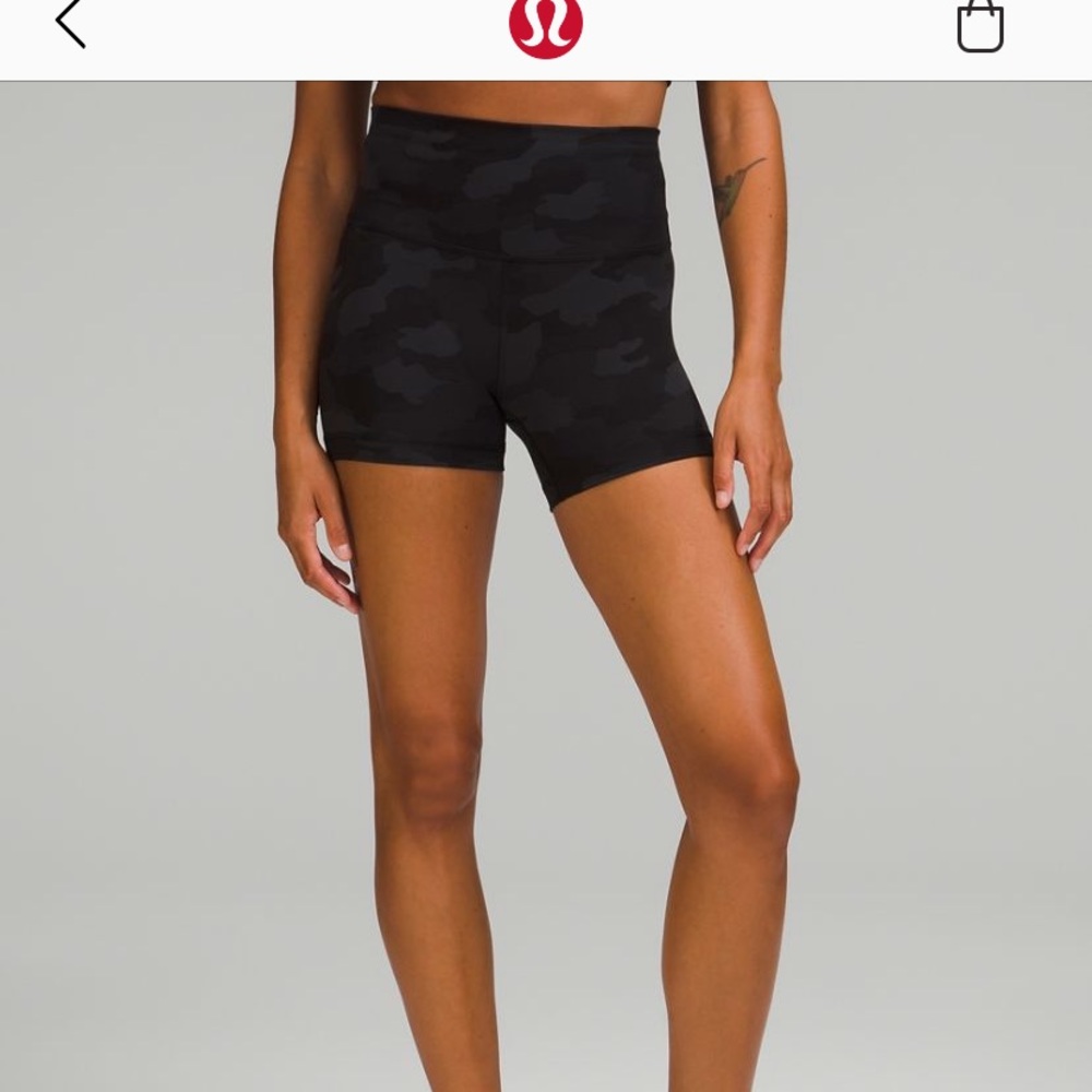Black camo biker shorts adjustable waist band high rise